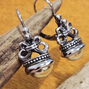 Vintage Style Silver Tone Lever Back Drop Earrings